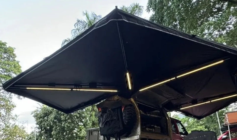 Ridgevale Expedition 270XL Awning — deployed on vehicle